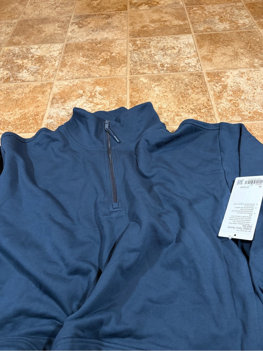 NWT Lululemon Cotton Terry Tennis Half Zip (True Navy) Size XL - Picture 3 of 10